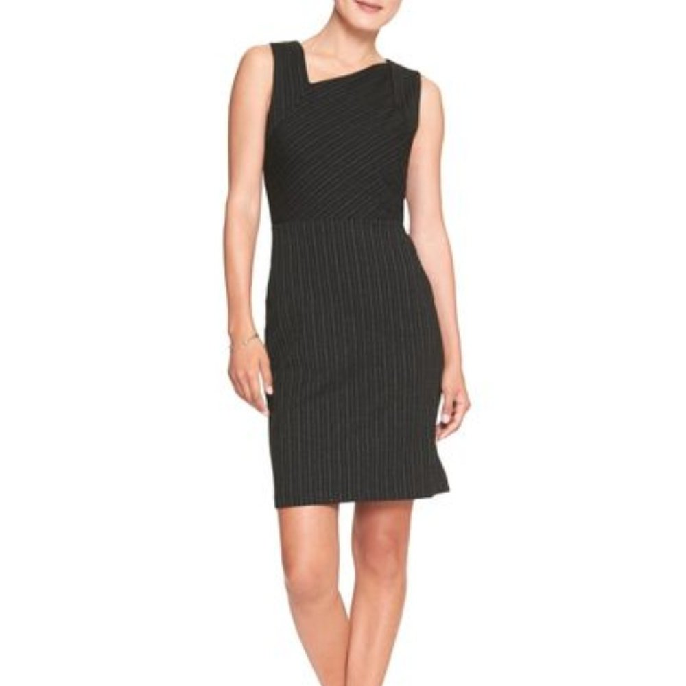 BR Gray Chalkstripe Tailored Dress